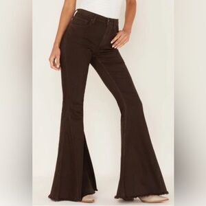 Shyanne Women's High Rise Tulip Hem Super Flare Blue Jeans